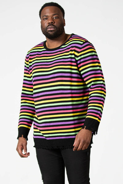 Mens rainbow striped on sale jumper