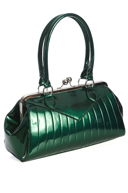 Banned Retro Maggie May Handbag Purse with Deep Green Retro Styling