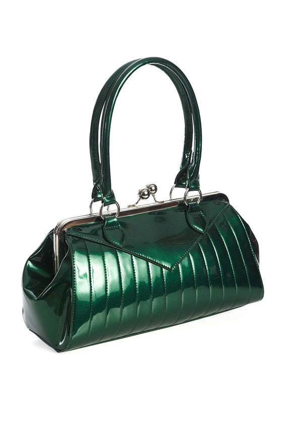 Banned Retro Maggie May Handbag Purse with Deep Green Retro Styling