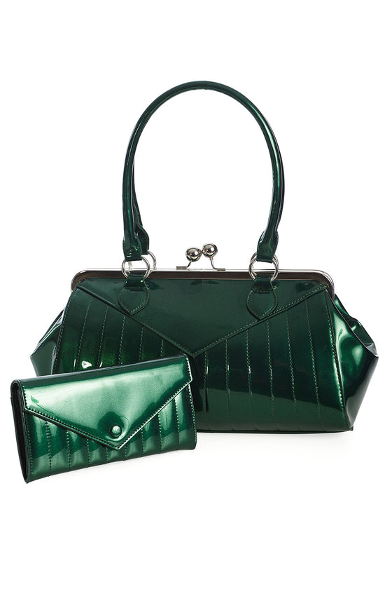 Banned Retro Maggie May Handbag Purse with Deep Green Retro Styling