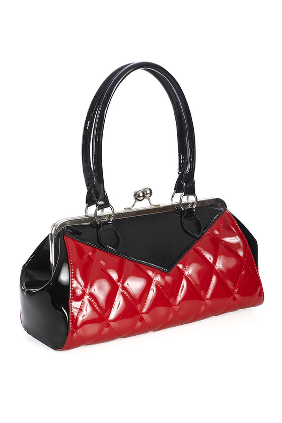 Banned Lily Mae Handbag Purse with Black and Red Retro Styling