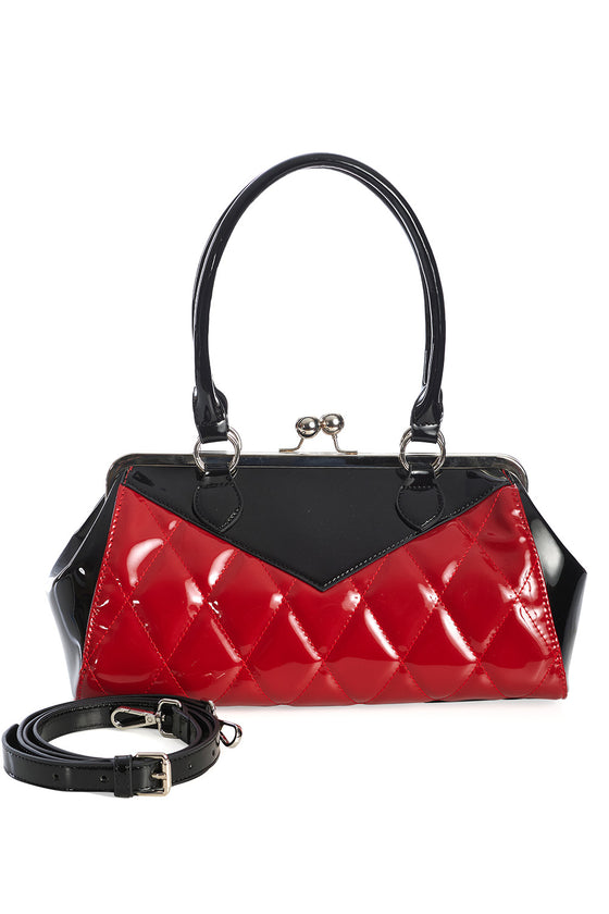 Banned Lily Mae Handbag Purse with Black and Red Retro Styling