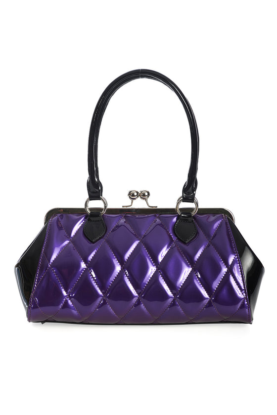 Banned Lily Mae Handbag Purse with Black and Purple Retro Styling