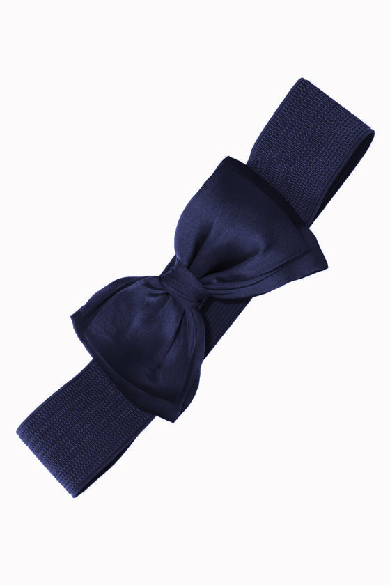 Banned Bella Bow Stretch Elastic Belt in Navy