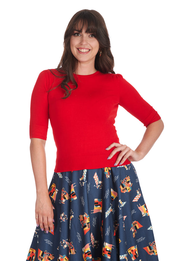 Banned Retro Grace Top in Red Knitted Jumper Wardrobe staple