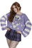 Banned Kamiko Bat Jumper in White and Purple Knitted Stripe Sleeves