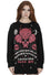 Banned Alternative Ouija Night Bat Cat Jumper in Black and Pink Knitted