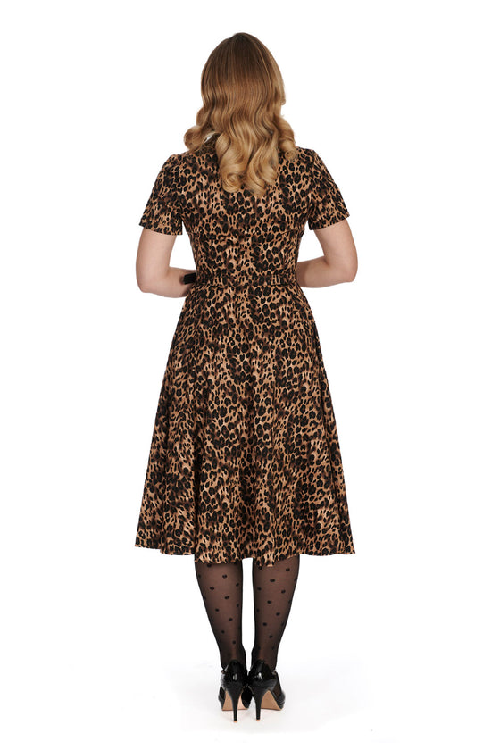 Banned Retro Cheetah Girl Shirt Swing Dress with Matching Belt in Leopard Print