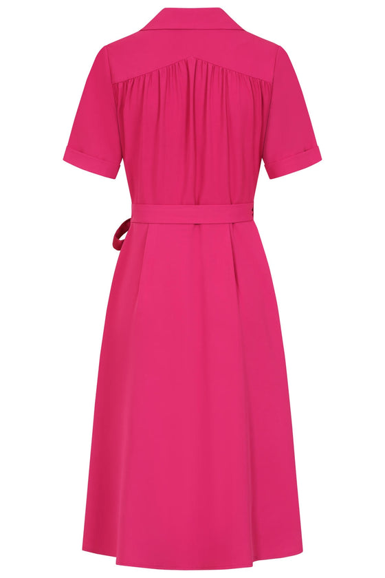 Banned Retro Judy Wrap Flared Dress in Berry Pink 1940s Style