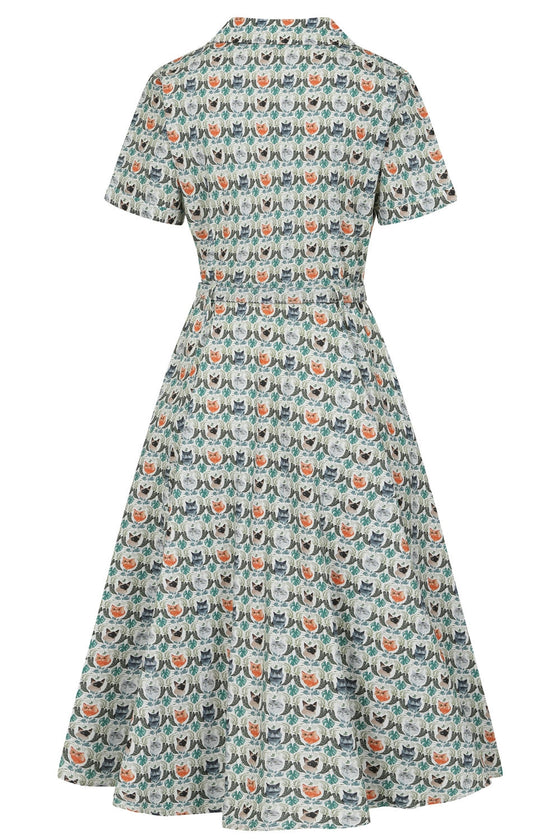 Banned Retro Bella Purrfect Shirt Swing Dress with Matching Belt in Cat Print