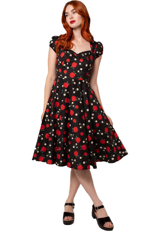 Hell Bunny Apple Pie Dress Apples and Blossoms Print