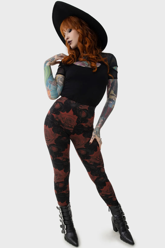 Killstar Blood Rose Leggings Boho Blood and Thorns Range