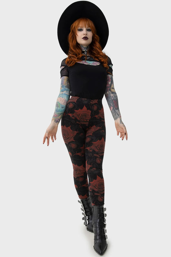 Killstar Blood Rose Leggings Boho Blood and Thorns Range