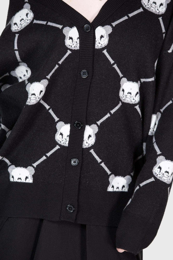 Killstar Gloomy Bear Collab Bone to Pick Oversize Cardigan Argyle and Skull Detail Knitted