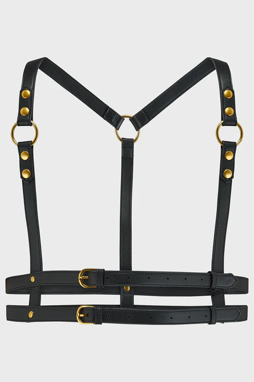 Killstar Wanda Black and Gold Statement Harness with Buckles Woodland Woes Range