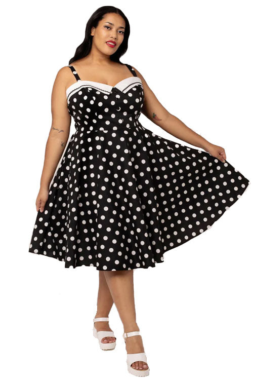 Hell Bunny Domino Dress Classic Black and White Polkadot