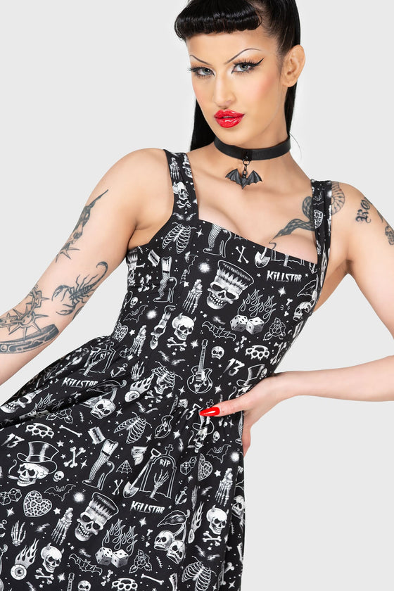 Killstar Flipped Mini Dress Gothabilly Print