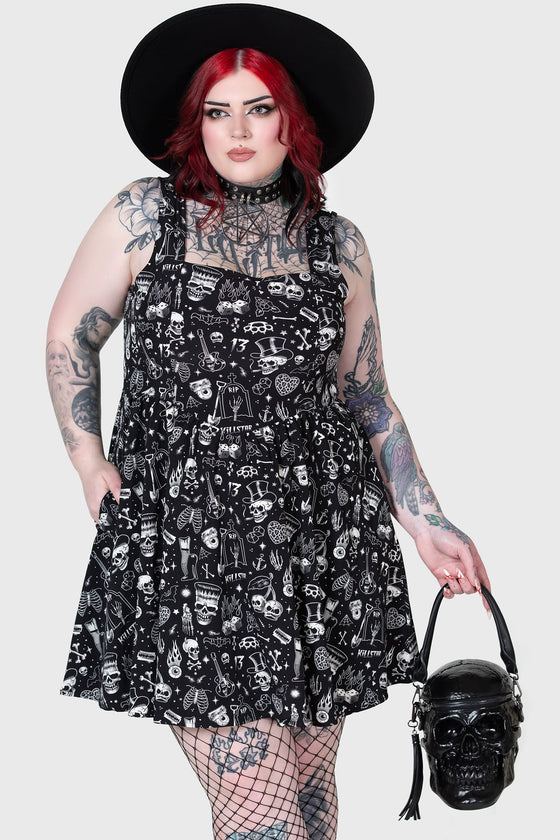 Killstar Flipped Mini Dress Gothabilly Print