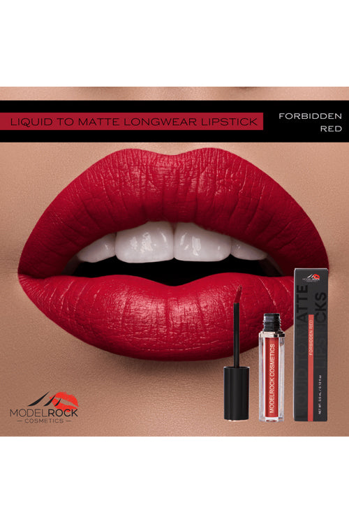 Model Rock Liquid to Matte Lipstick in Shade - Forbidden Red