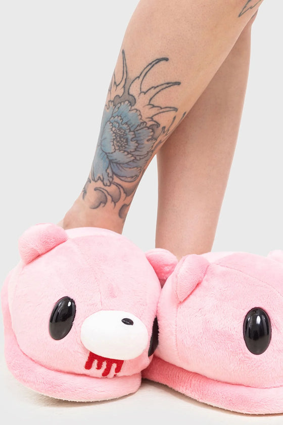 Killstar Gloomy Bear Pink Slippers with Embroidery Detail and Ears Gloomy Bear Range