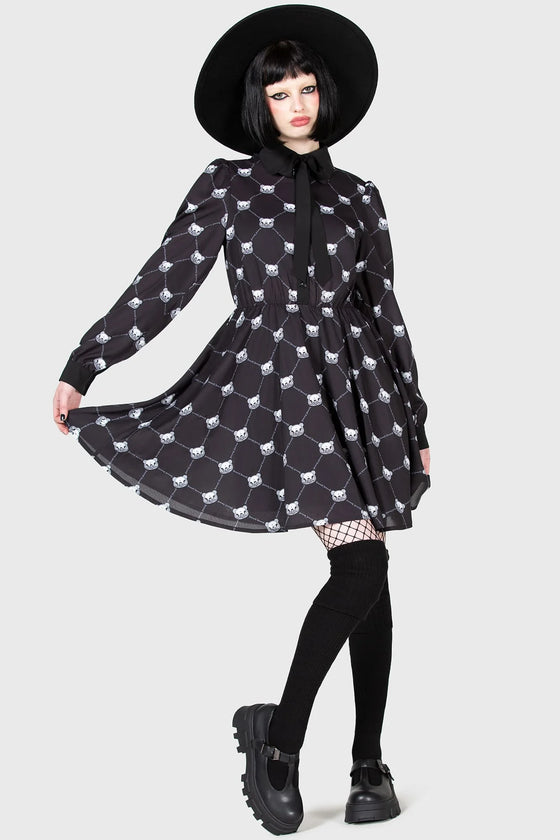 Killstar Gloomy Bear Collab Goth Bear Dress Argyle with Skulls