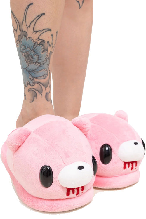 Killstar Gloomy Bear Pink Slippers with Embroidery Detail and Ears Gloomy Bear Range