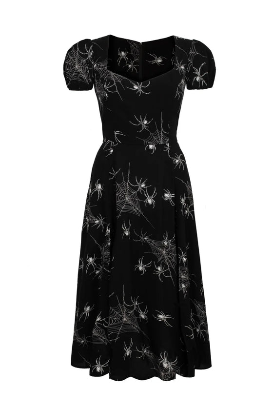 Hell Bunny Grungy Spider Maxi Dress Spider and Web Print