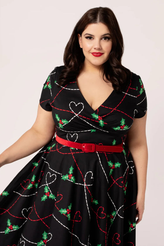 Hell Bunny Angelica Midi Dress Holly Design Christmas