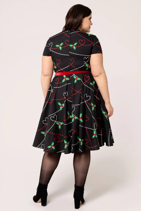 Hell Bunny Angelica Midi Dress Holly Design Christmas