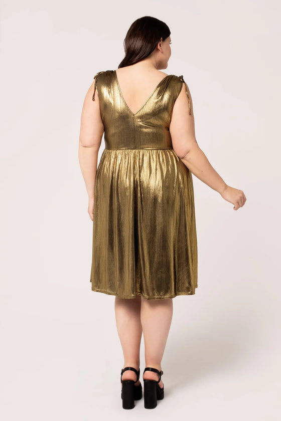 Hell Bunny Gigi Midi Dress in Gold Monroe Style