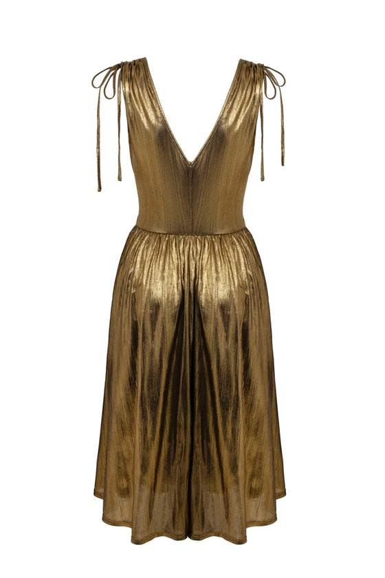 Hell Bunny Gigi Midi Dress in Gold Monroe Style