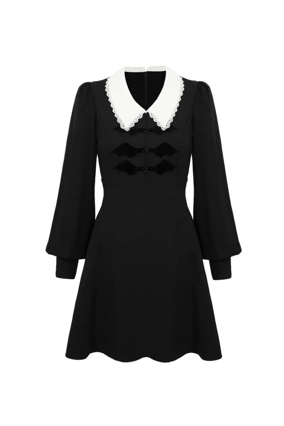 Hell Bunny Batilda Dress Gothic Bats Statement Collar