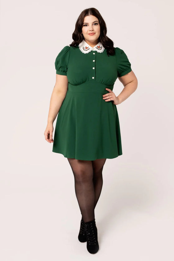 Hell Bunny Basil Mini Dress Foxes Peter Pan Collar