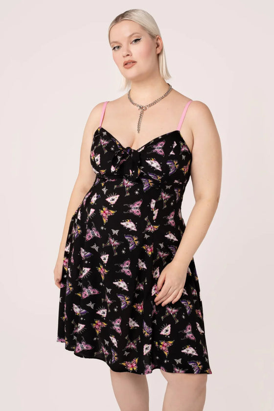 Hell Bunny Kocho Knee Dress Trippy Butterfly Print - PRE-ORDER estimated dispatch 17 January 2025