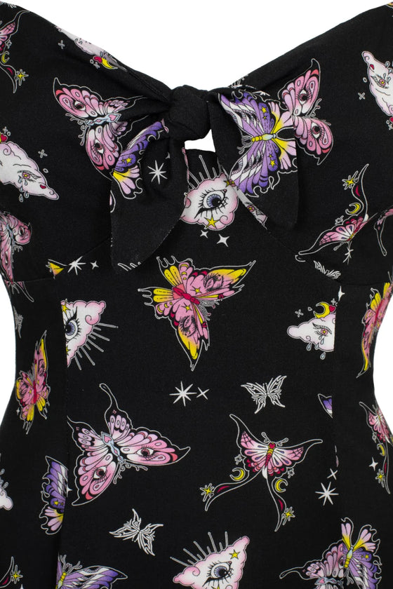 Hell Bunny Kocho Knee Dress Trippy Butterfly Print - PRE-ORDER estimated dispatch 17 January 2025