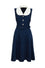 Hell Bunny Costello Knee Dress Navy Pinstripe