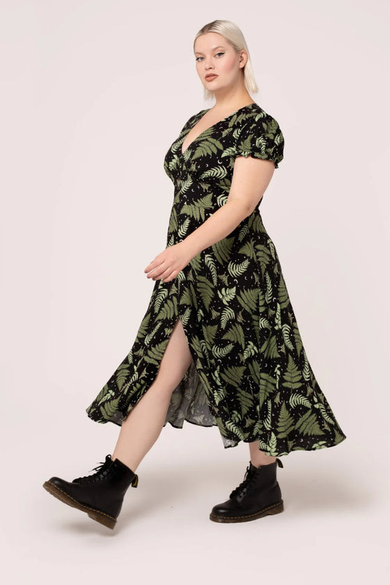 Hell Bunny Gaia Midi Dress Foliage Moths Stars Moon Print - PRE-ORDER estimated dispatch 17 January 2025