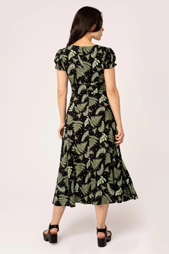 Hell Bunny Gaia Midi Dress Foliage Moths Stars Moon Print - PRE-ORDER estimated dispatch 17 January 2025