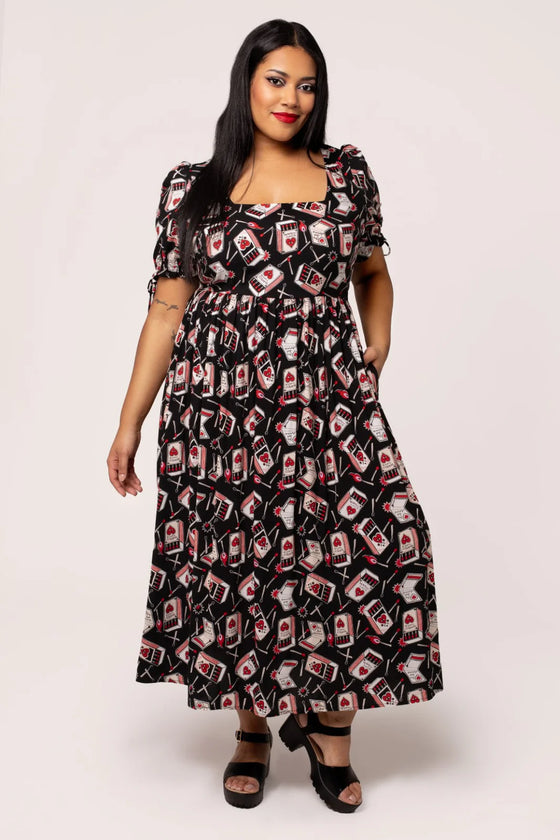 Hell Bunny Perfect Match Dress Maxi Matchbox Print