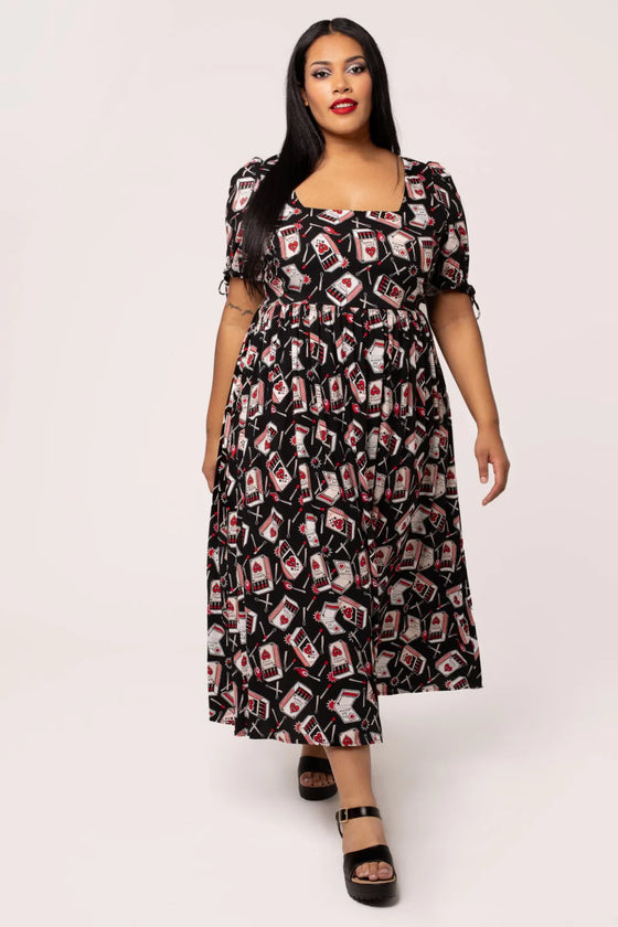 Hell Bunny Perfect Match Dress Maxi Matchbox Print