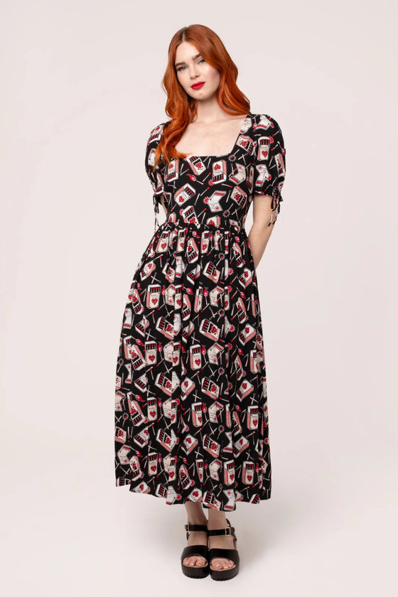 Hell Bunny Perfect Match Dress Maxi Matchbox Print