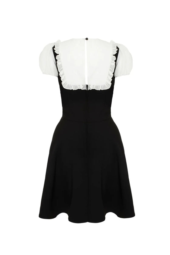 Hell Bunny Alice Mini Dress Black with White Mesh Detailing