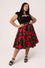 Hell Bunny Dolce Vita Skirt Red Roses on Black