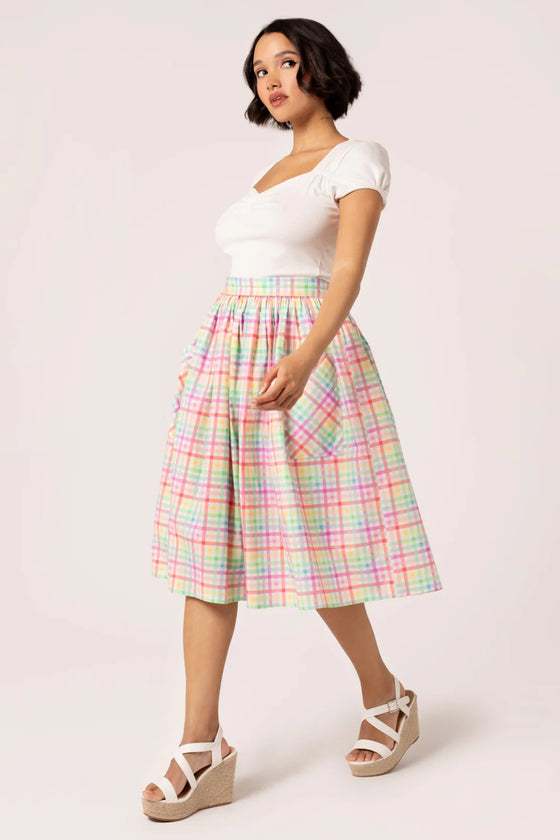 Hell Bunny Suzon Skirt Rainbow Gingham Plaid Check - PRE-ORDER estimated dispatch 17 January 2025