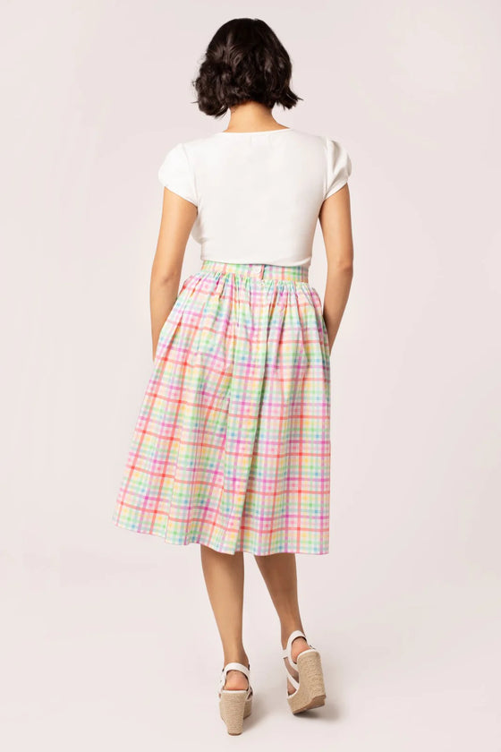 Hell Bunny Suzon Skirt Rainbow Gingham Plaid Check - PRE-ORDER estimated dispatch 17 January 2025