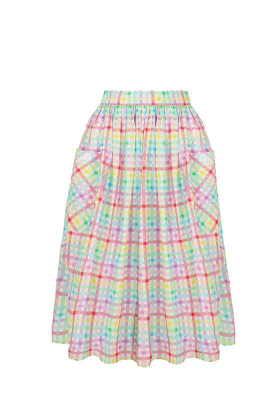 Hell Bunny Suzon Skirt Rainbow Gingham Plaid Check - PRE-ORDER estimated dispatch 17 January 2025