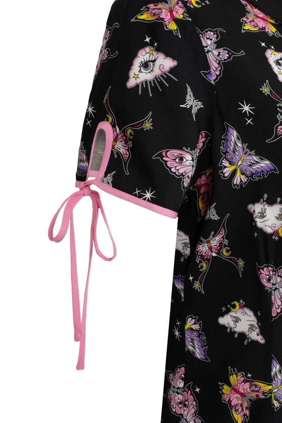 Hell Bunny Kocho Blouse Trippy Butterfly Print