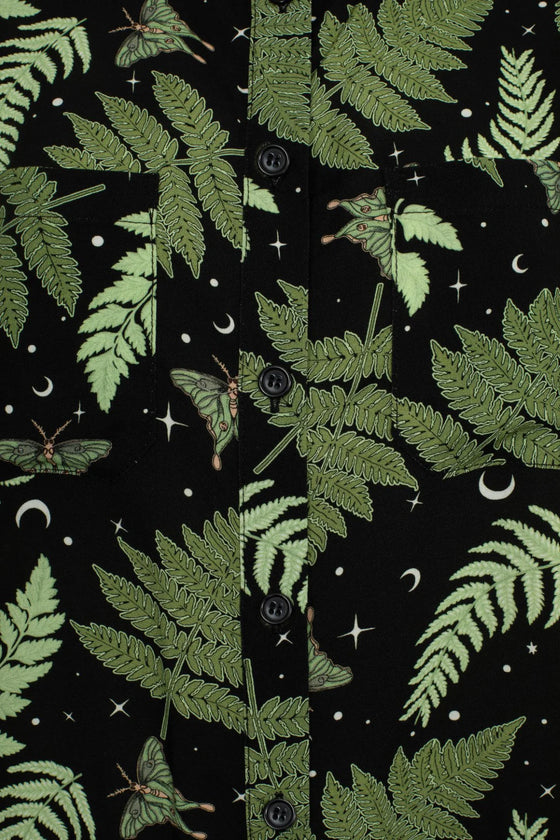 Hell Bunny Gaia Shirt Foliage Moths Stars Moon Print