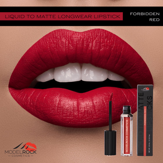 Model Rock Liquid to Matte Lipstick in Shade - Forbidden Red