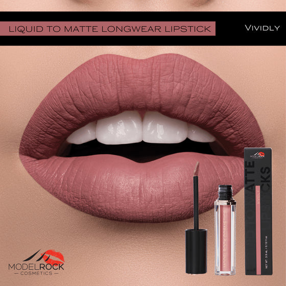 Model Rock Liquid to Matte Lipstick in Shade - Vividly